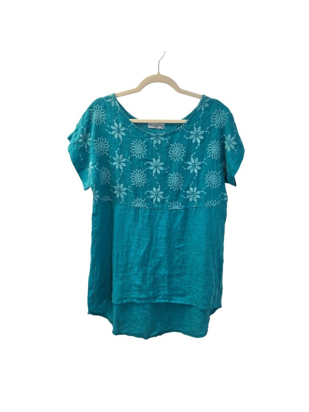 Terzo Millennio 100% Linen Embroidered Oversized Tunic Top Size Small